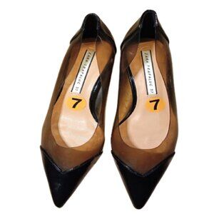 ZARA Women’s Pointed-Toe Short Heel Pumps – Brown & Black | Size 7 (EU 37)
